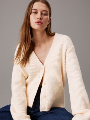 dew relaxed boucle cardigan jumper for women calvin klein