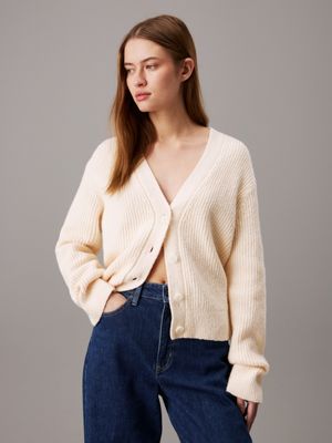 pink relaxed boucle cardigan jumper for women calvin klein