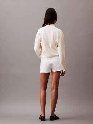 ck classic white high rise mini denim shorts for women calvin klein