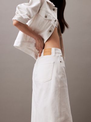 ck classic white denim maxi skirt for women calvin klein