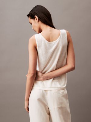 antique white linen blend sweater tank top for women calvin klein