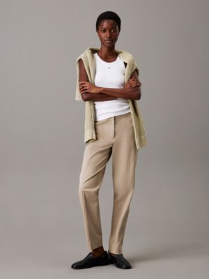 aluminum slim tapered chino trousers for women calvin klein