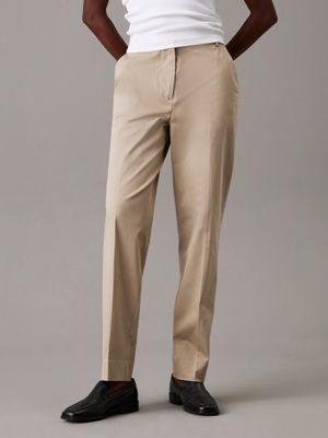 grey slim tapered chino trousers for women calvin klein