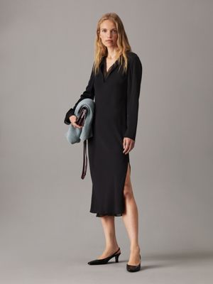 black sheer panel shift dress for women calvin klein