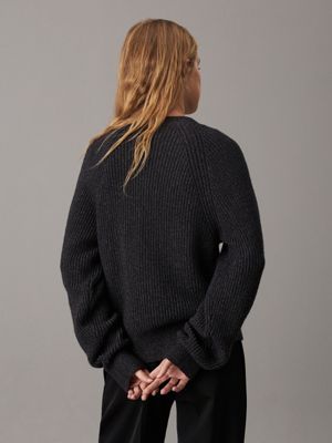 black mouline relaxed ribbed cardigan jumper for women calvin klein