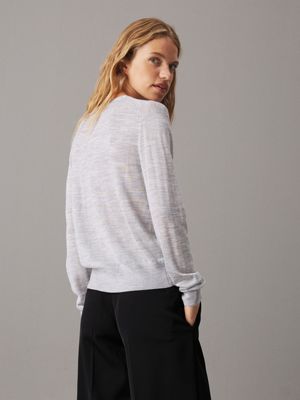 pale grey heather acetate blend cardigan jumper for women calvin klein