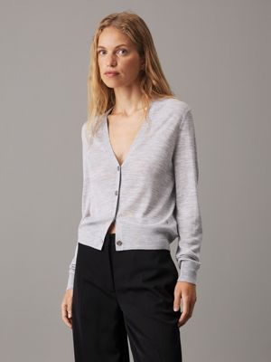 light grey acetate blend cardigan jumper for women calvin klein