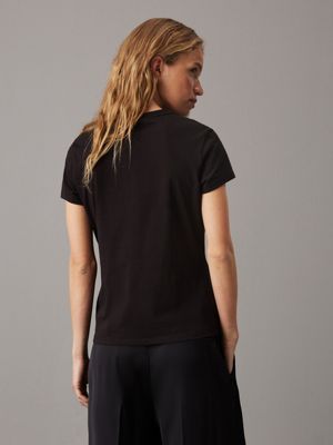 t-shirt slim avec logo black pour femmes calvin klein
