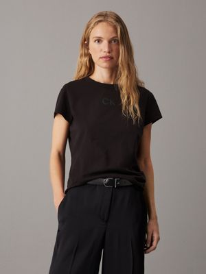 t-shirt slim avec logo black pour femmes calvin klein