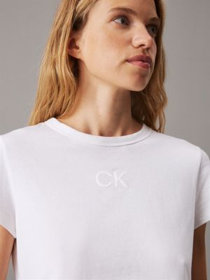 bright white slim logo t-shirt for women calvin klein