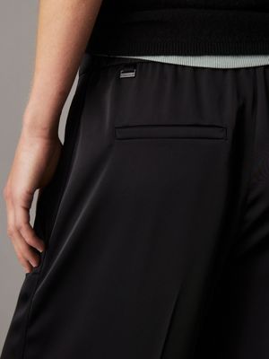 ck black straight technical satin trousers for women calvin klein