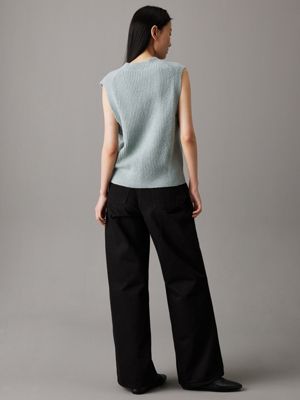 grey boucle ribbed gilet for women calvin klein