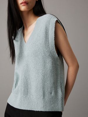 abyss boucle ribbed gilet for women calvin klein