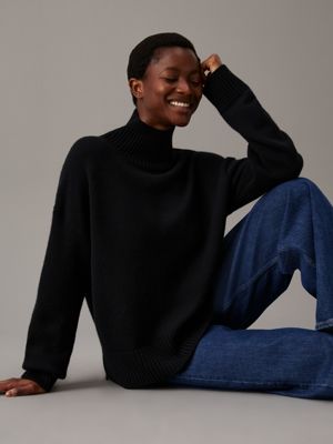 ck black relaxed cashmere blend jumper for women calvin klein