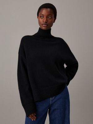 black relaxed cashmere blend jumper for women calvin klein