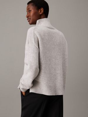 light grey heather relaxed cashmere blend jumper for women calvin klein