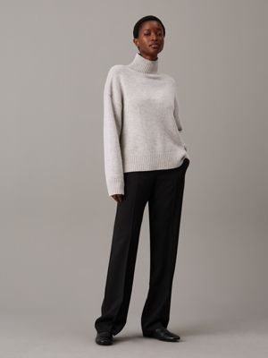 light grey heather relaxed cashmere blend jumper for women calvin klein