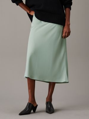 grey slim crepe midi skirt for women calvin klein