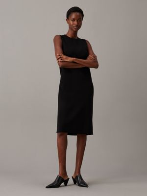 black slim wool shift dress for women calvin klein