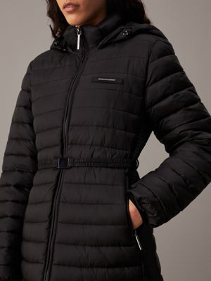 ck black lightweight nylon coat for women calvin klein