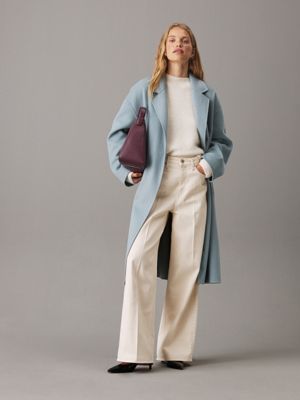 jean wide leg high rise denim ecru pour femmes calvin klein