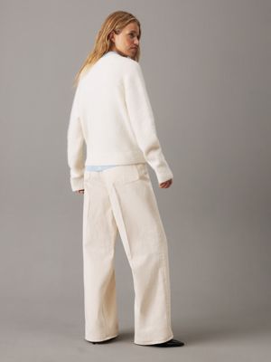 antique white relaxed alpaca blend jumper for women calvin klein