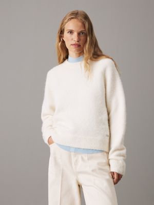 cream relaxed alpaca blend jumper for women calvin klein