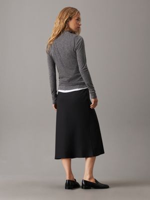 grey slim wool lyocell top for women calvin klein