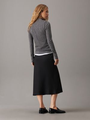 mid grey heather slim wool lyocell top for women calvin klein