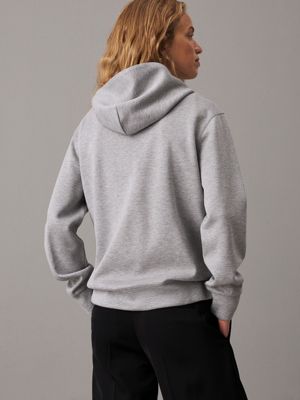 sweat à capuche zippé relaxed en viscose grey pour femmes calvin klein