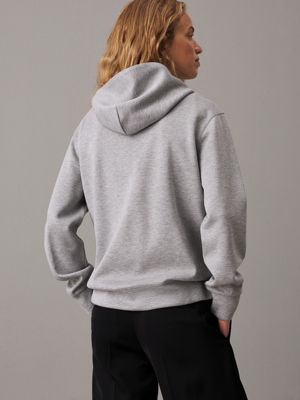 light grey heather relaxed viscose zip up hoodie for women calvin klein