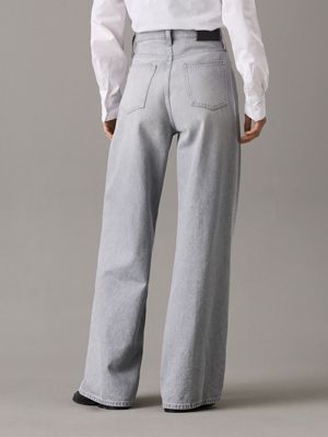 denim grey high rise wide leg jeans for women calvin klein