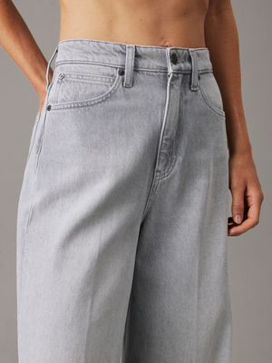 denim grey high rise wide leg jeans for women calvin klein