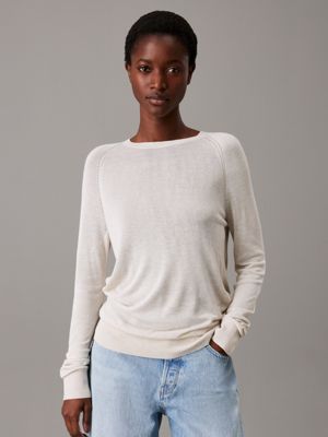 beige viscose silk jumper for women calvin klein