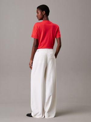 chalk wide leg twill trousers for women calvin klein