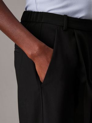 ck black wide leg twill trousers for women calvin klein