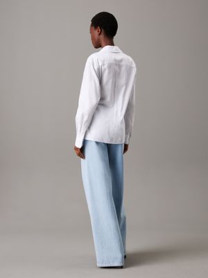 brilliant white relaxed poplin wrap shirt for women calvin klein