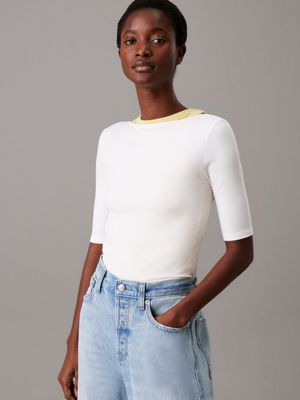 white skinny modal scoop back top for women calvin klein