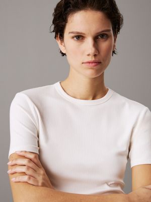 tofu slim ribbed modal t-shirt for women calvin klein