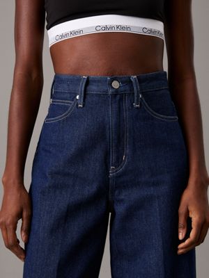 denim rinse high rise wide jeans for women calvin klein