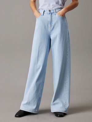 denim high rise wide leg jeans for women calvin klein