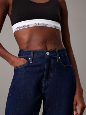 denim rinse relaxed flared jeans for women calvin klein