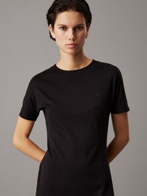 ck black slim midi t-shirt dress for women calvin klein