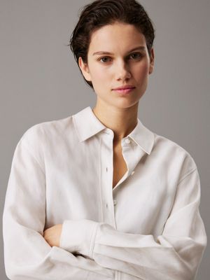 chalk linen lyocell shirt for women calvin klein