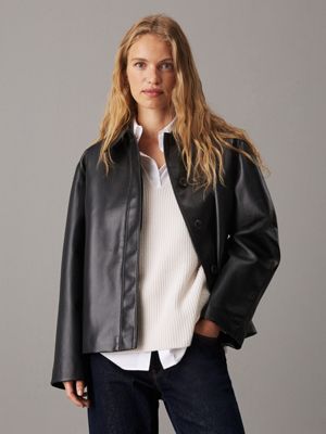 black leather jacket for women calvin klein