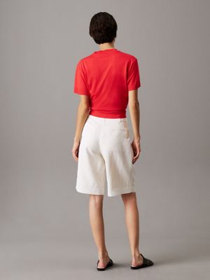 tofu wide pleated shorts for women calvin klein