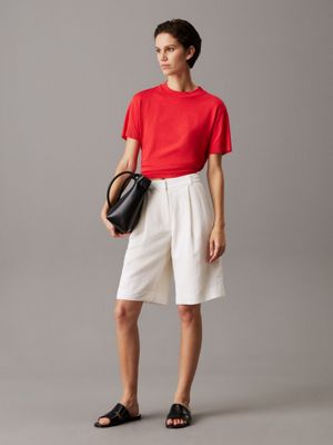 tofu wide pleated shorts for women calvin klein