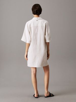 chalk linen lyocell shirt dress for women calvin klein