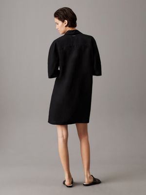 ck black linen lyocell shirt dress for women calvin klein