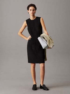 black wrinkle-resistant twill shift dress for women calvin klein